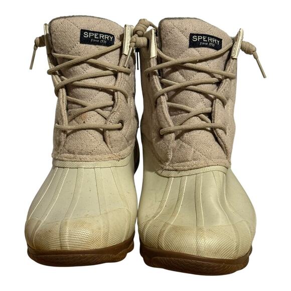 Sperry Saltwater Duck Boots Wool Quilted Beige Waterproof Women's 9.5M STS82538 - Picture 2 of 8